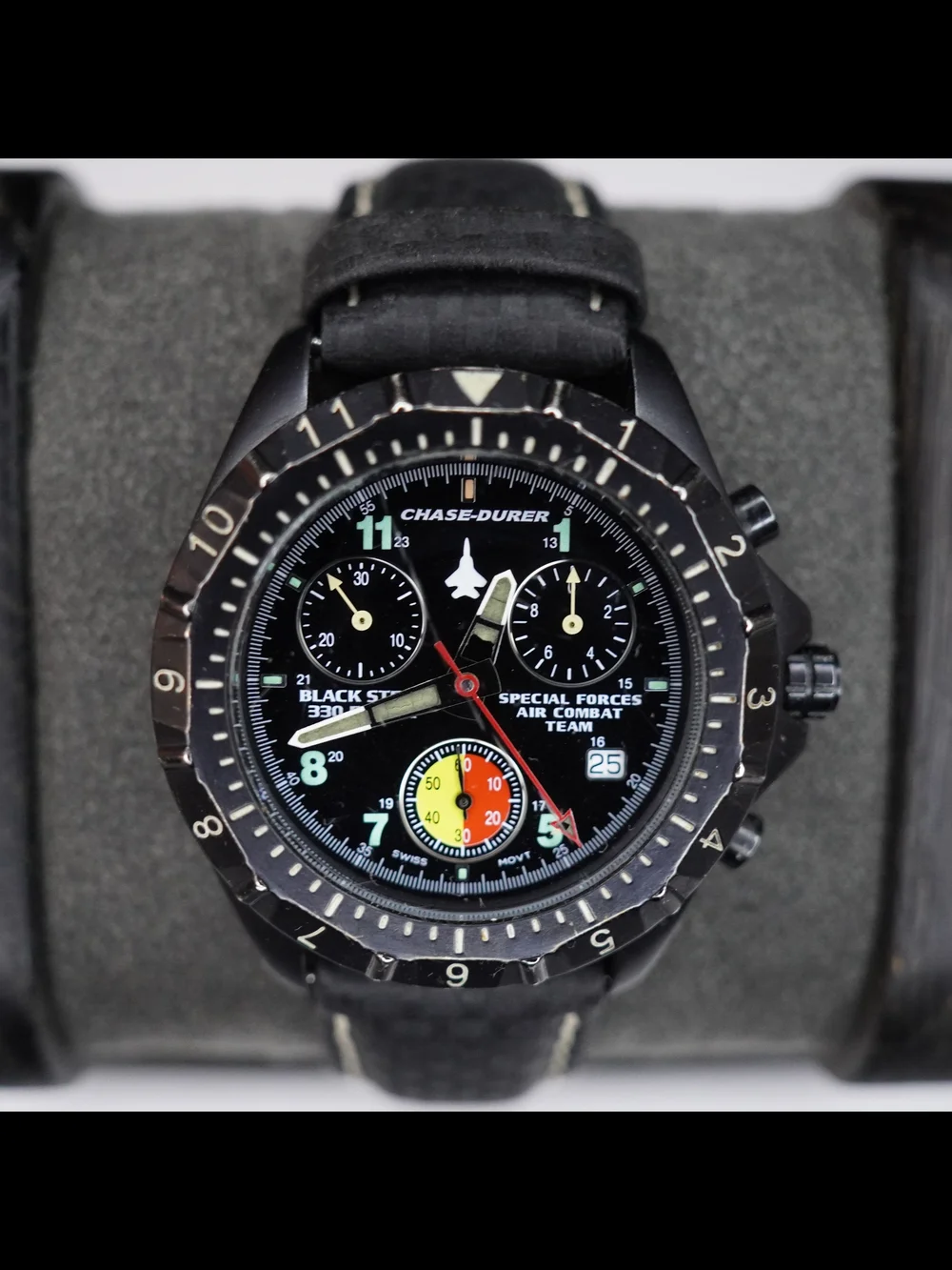 Chase-Durer Special Forces Air Combat Team Chronograph Black Steel Men's Watch